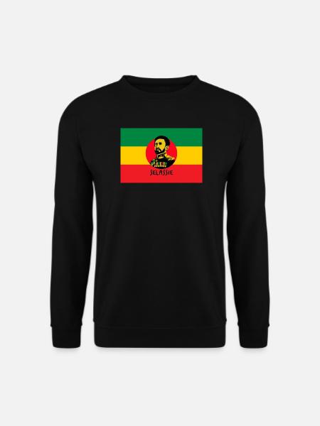 REGGAE FLAG - HAILE SELASSIE - JAH RASTAFARI - Unisex Sweatshirt - black