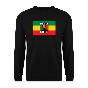 REGGAE RASTA FLAG - SELASSIE I - JAH RASTAFARI - Sweat-shirt Unisexe - noir - Devant - Alina (178cm) & Michal (187cm)