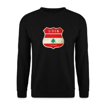 Sidon Lebanon coat of arms flags design - Unisex Sweatshirt - black - Front - Alina (178cm) & Michal (187cm)