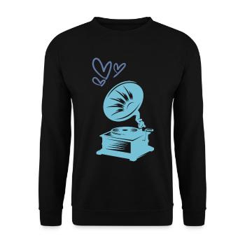 Music Gramophone Retro - Unisex Sweatshirt - black - Front - Alina (178cm) & Michal (187cm)