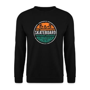 Skatebadge Venice Beach California Retro - Unisex Pullover - Schwarz - Vorne - Alina (178cm) & Michal (187cm)