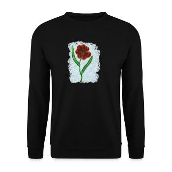 Fleur rouge rouille avec des feuilles vertes - Sweat-shirt Unisexe - noir - Devant - Alina (178cm) & Michal (187cm)