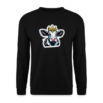 The cow is king - Unisex Sweatshirt - black - Front - Alina (178cm) & Michal (187cm)