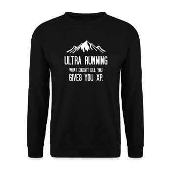 Ultra Running - Was dich nicht umbringt, gibt dir XP - Unisex Pullover - Schwarz - Vorne - Alina (178cm) & Michal (187cm)