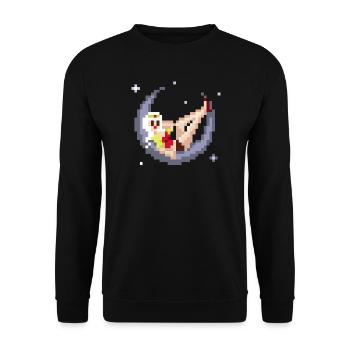 Pixel Pinup: Girl on the Moon - Unisex Sweatshirt - black - Front - Alina (178cm) & Michal (187cm)
