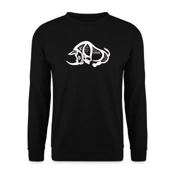 Prehistoric Rhino - White - Unisex Sweatshirt - black - Front - Alina (178cm) & Michal (187cm)