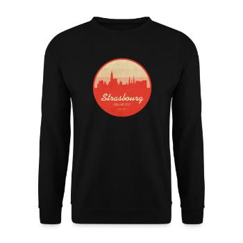 Strasbourg Skyline Vintage Circle - Unisex Sweatshirt - black - Front - Alina (178cm) & Michal (187cm)