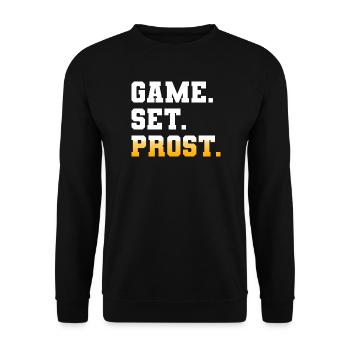 Game Set Match Prost Tennis Paddle Bier - Unisex Pullover - Schwarz - Vorne - Alina (178cm) & Michal (187cm)