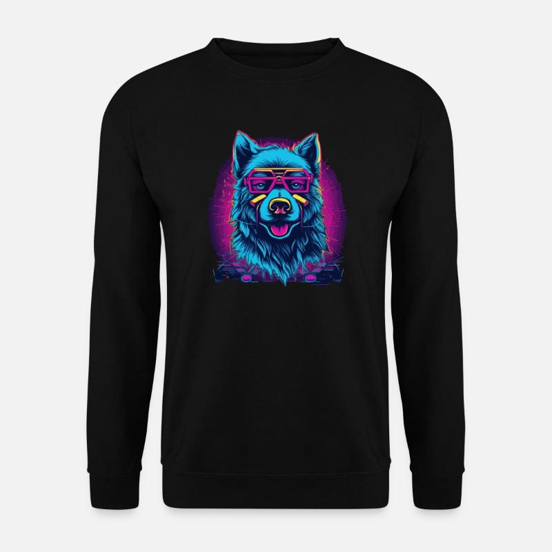 Neonwolf Retro Brillenwolf - Unisex Pullover - Schwarz