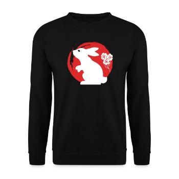 Bunny Silhouette Japonais - Sweat-shirt Unisexe - noir - Devant - Alina (178cm) & Michal (187cm)