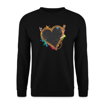 Heart-shaped blackboard with back-to-school supplies - Unisex Sweatshirt - black - Front - Alina (178cm) & Michal (187cm)