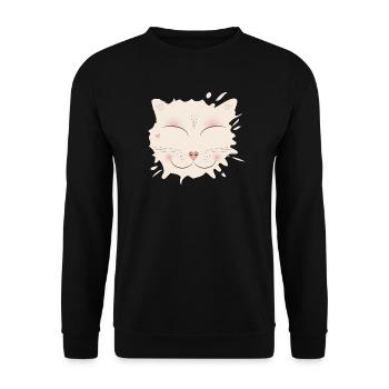 Cat spot for all cat lovers on Cat Day - Unisex Sweatshirt - black - Front - Alina (178cm) & Michal (187cm)