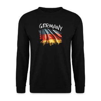 Deutschland Flagge Heimatliebe National - Unisex Pullover - Schwarz - Vorne - Alina (178cm) & Michal (187cm)
