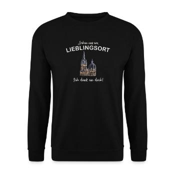 Ich denk an dich! Sehen uns, Aachener Dom - Unisex Pullover - Schwarz - Vorne - Alina (178cm) & Michal (187cm)