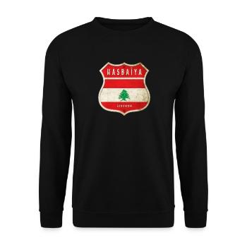 Hasbaiyya Lebanon coat of arms flags design - Unisex Sweatshirt - black - Front - Alina (178cm) & Michal (187cm)
