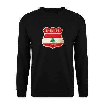 Bisharri Lebanon coat of arms flags design - Unisex Sweatshirt - black - Front - Alina (178cm) & Michal (187cm)