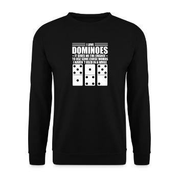 Domino Spiel Design - Unisex Pullover - Schwarz - Vorne - Alina (178cm) & Michal (187cm)