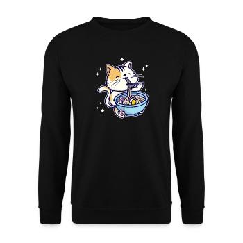 Ramen Anime Manga Comic Cat Animation Japan - Unisex Sweatshirt - black - Front - Alina (178cm) & Michal (187cm)