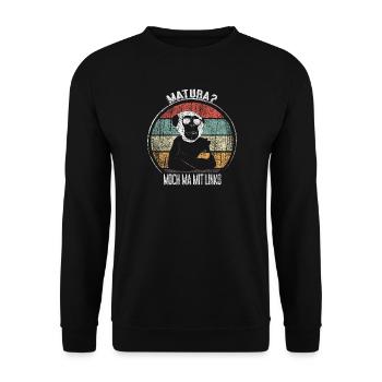 Matura Humor Retro Affe Design - Unisex Pullover - Schwarz - Vorne - Alina (178cm) & Michal (187cm)