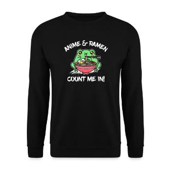 Anime Ramen Japan Statement Cartoon Comic - Unisex Sweatshirt - black - Front - Alina (178cm) & Michal (187cm)