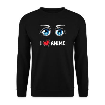Manga Herz Ich Liebe Anime Statement Japan Comic - Unisex Pullover - Schwarz - Vorne - Alina (178cm) & Michal (187cm)