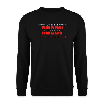 Rugby forever my sport my passion - Unisex Sweatshirt - black - Front - Alina (178cm) & Michal (187cm)