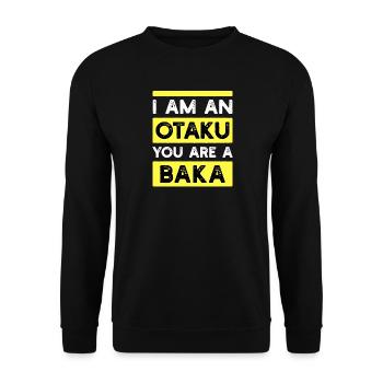 Baka Statement Anime Manga Japan Animation Otaku - Unisex Sweatshirt - black - Front - Alina (178cm) & Michal (187cm)