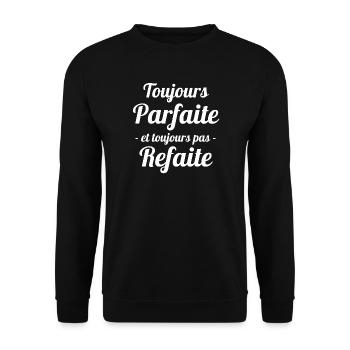 femme, femme parfaite, toujours parfaite - Sweat-shirt Unisexe - noir - Devant - Alina (178cm) & Michal (187cm)