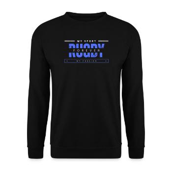 Rugby forever my sport my passion blue - Unisex Sweatshirt - black - Front - Alina (178cm) & Michal (187cm)