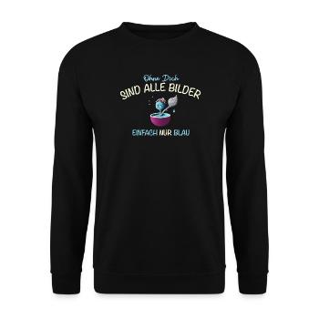 Ohne Dich sind alle Bilder blau, Freundschaft - Unisex Pullover - Schwarz - Vorne - Alina (178cm) & Michal (187cm)
