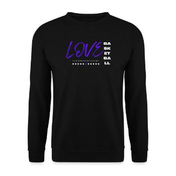 Ich liebe Basketball blau - Unisex Pullover - Schwarz - Vorne - Alina (178cm) & Michal (187cm)
