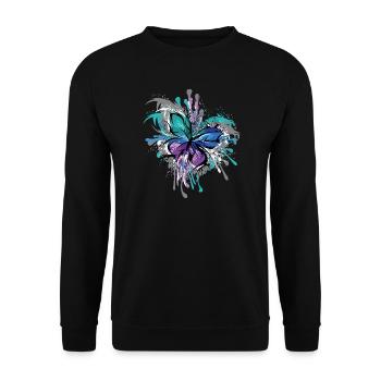 Butterfly Symbol Illustration Blast Colors - Unisex Sweatshirt - black - Front - Alina (178cm) & Michal (187cm)
