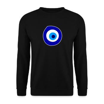 Symbol des bösen Blicks - Unisex Pullover - Schwarz - Vorne - Alina (178cm) & Michal (187cm)
