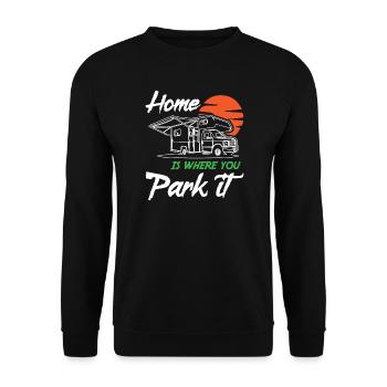La maison est l’endroit où vous vous garez Campervan1 - Sweat-shirt Unisexe - noir - Devant - Alina (178cm) & Michal (187cm)