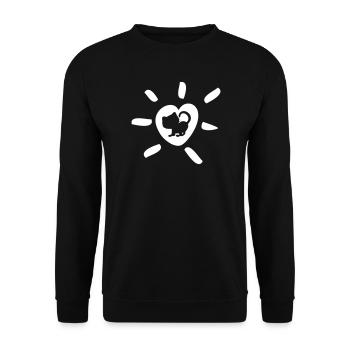 Herz Katze Strahlen Fan Comic Tierliebe Katzen süß - Unisex Pullover - Schwarz - Vorne - Alina (178cm) & Michal (187cm)
