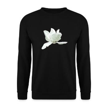 Ideen Muttertag, Magnolie seitlich - Unisex Pullover - Schwarz - Vorne - Alina (178cm) & Michal (187cm)