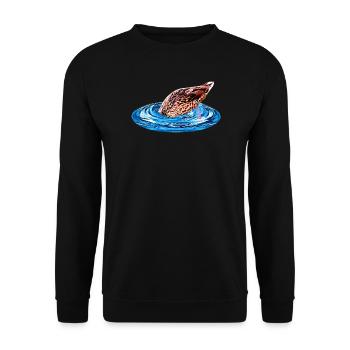 lustige Vögel, Stockente tauchend - Unisex Pullover - Schwarz - Vorne - Alina (178cm) & Michal (187cm)