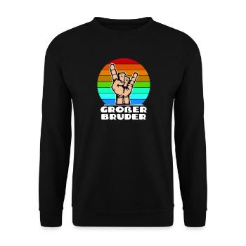 Großer Bruder Cooler Spruch Bruderherz Geschwister - Unisex Pullover - Schwarz - Vorne - Alina (178cm) & Michal (187cm)