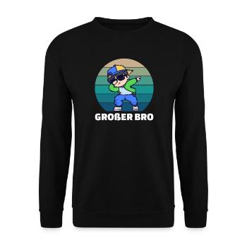 Cooler Spruch Bro Bruderherz Stolzer Großer Bruder - Unisex Pullover - Schwarz - Vorne - Alina (178cm) & Michal (187cm)