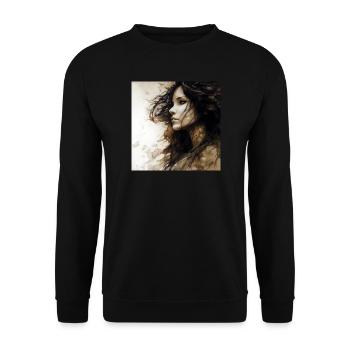 Portrait femme 01 - Sweat-shirt Unisexe - noir - Devant - Alina (178cm) & Michal (187cm)