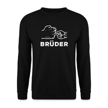Cooler Spruch Bro Stolzer Großer Bruder Bruderherz - Unisex Pullover - Schwarz - Vorne - Alina (178cm) & Michal (187cm)