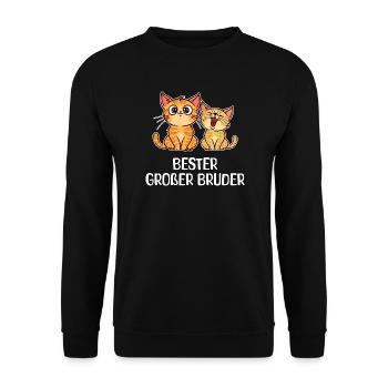 Sibling Love Bro Cat Statement Big Brother - Unisex Sweatshirt - black - Front - Alina (178cm) & Michal (187cm)