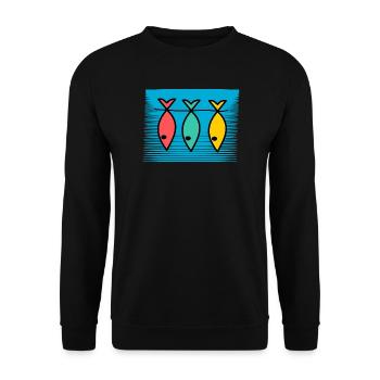 POISSON. POISSON D'AVRIL. VACANCES. ETE. HUMOUR - Sweat-shirt Unisexe - noir - Devant - Alina (178cm) & Michal (187cm)