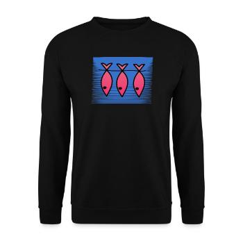 POISSON. POISSON D'AVRIL. VACANCES. ETE. HUMOUR - Sweat-shirt Unisexe - noir - Devant - Alina (178cm) & Michal (187cm)