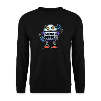 Bruderherz Statement Geschwister Großer Bruder - Unisex Pullover - Schwarz - Vorne - Alina (178cm) & Michal (187cm)