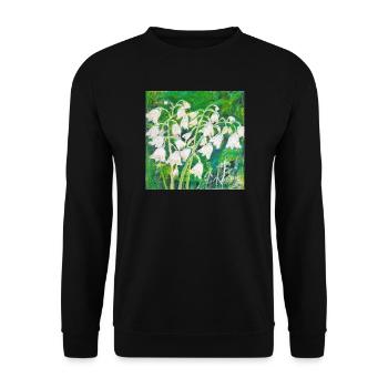 Muguet de style impressionniste - Sweat-shirt Unisexe - noir - Devant - Alina (178cm) & Michal (187cm)