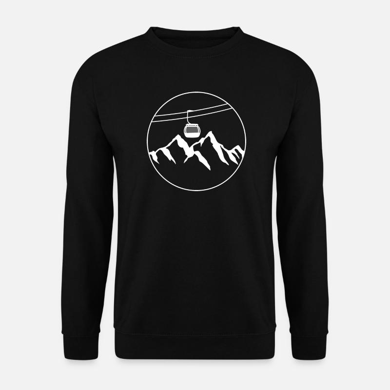 Gondel Bahn Berge Ski Urlaub Seilbahn Lift Liebe - Unisex Pullover - Schwarz