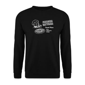 Funny Pizza Box Cat - Pizzeria Gottoria - Unisex Sweatshirt - black - Front - Alina (178cm) & Michal (187cm)
