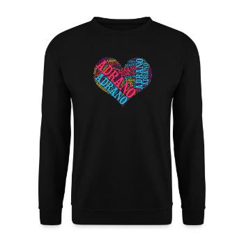 Sicily T-shirt Adrano heart word cloud t-shirt - Unisex Sweatshirt - black - Front - Alina (178cm) & Michal (187cm)