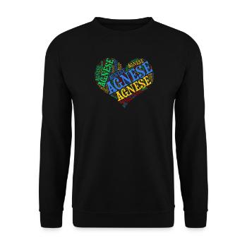 T-Shirt Agnese Wort Wolke Herz Geschenkidee - Unisex Pullover - Schwarz - Vorne - Alina (178cm) & Michal (187cm)
